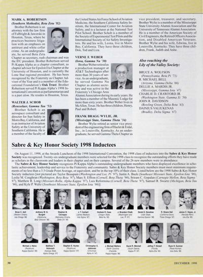 Sabre & Key Honor Society 1998 Inductees